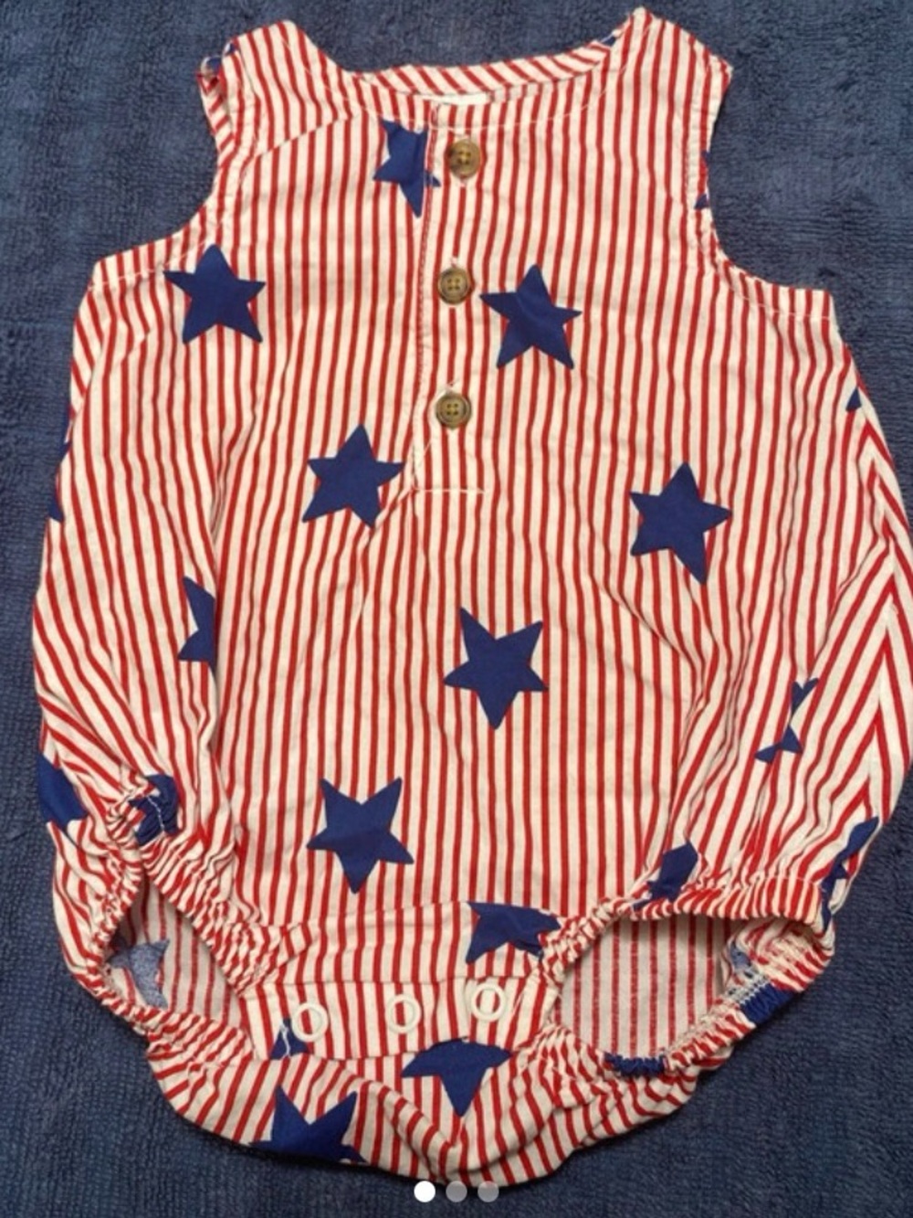 Carters Star spangled Red & White Striped Baby Romper with Blue Stars